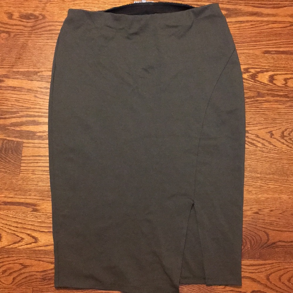 Charlotte Russe olive green skirt with slit
